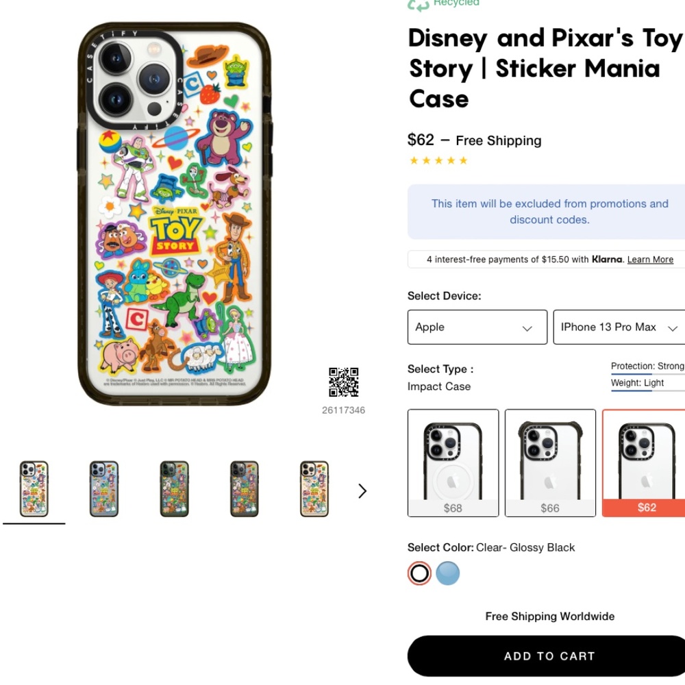 Casetify Disney and Pixar’s Toy Story | Sticker Mania Case - Clear Glossy Black